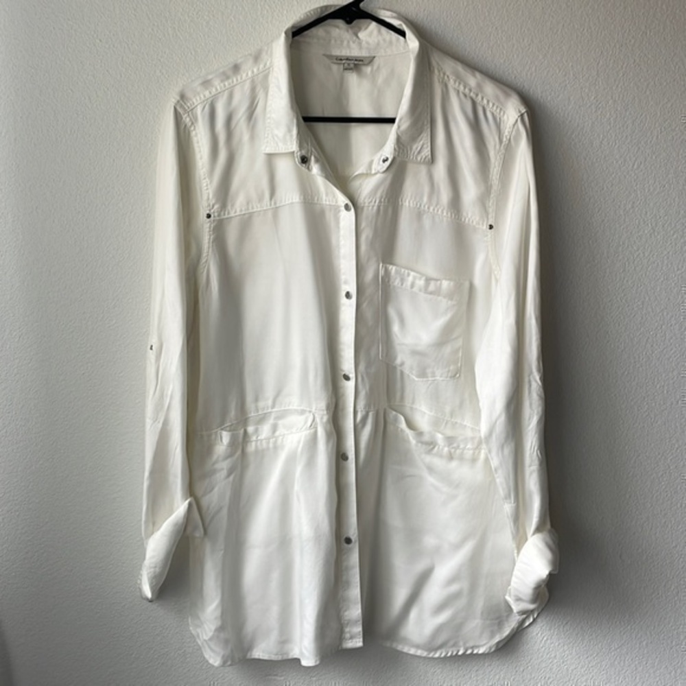 NWT Calvin Klein jeans shirt size XL gorgeous quality white snap up